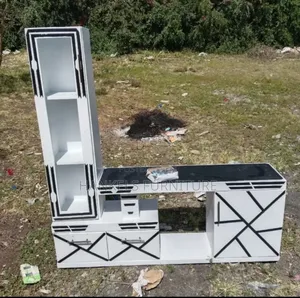 Modern Tv Stand With Attached Side Unit – Glass Door Design