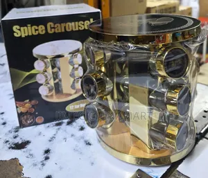 12-PCS Spice Rack Carousel – Rotating Black Set