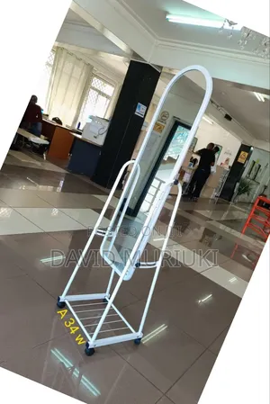 White Full Length Dressing Mirror With Wheels and Shoes Rack