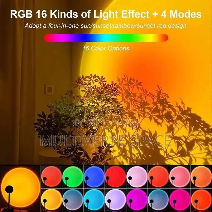 Led RGB 16 Color Projector Night Ambient Light Floor Sunset Lamp Decor
