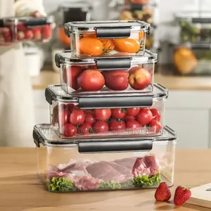 4pcs Set Transparent Refrigerator Large Capacity Food Containers