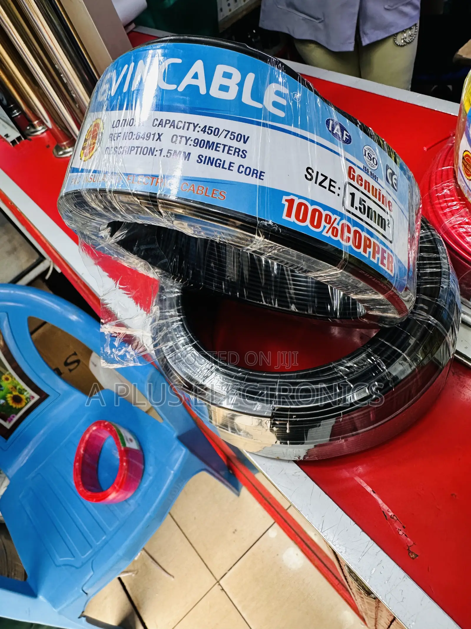 Black Evincable 1.5mm Electrical Single Core Cable | 90m