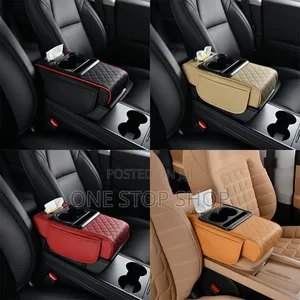 Leather Pu Center Console Pad Leather Armrest Pad With Cup Holder