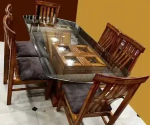 Mahogany Glass Dining Table