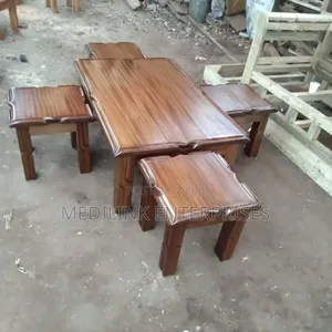 Solid Wooden Coffee Tables With 4 Stools
