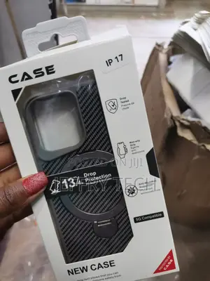 Uagua iPhone 17 Case With 360° Magnetic Stand, Carbon Fiber Texture