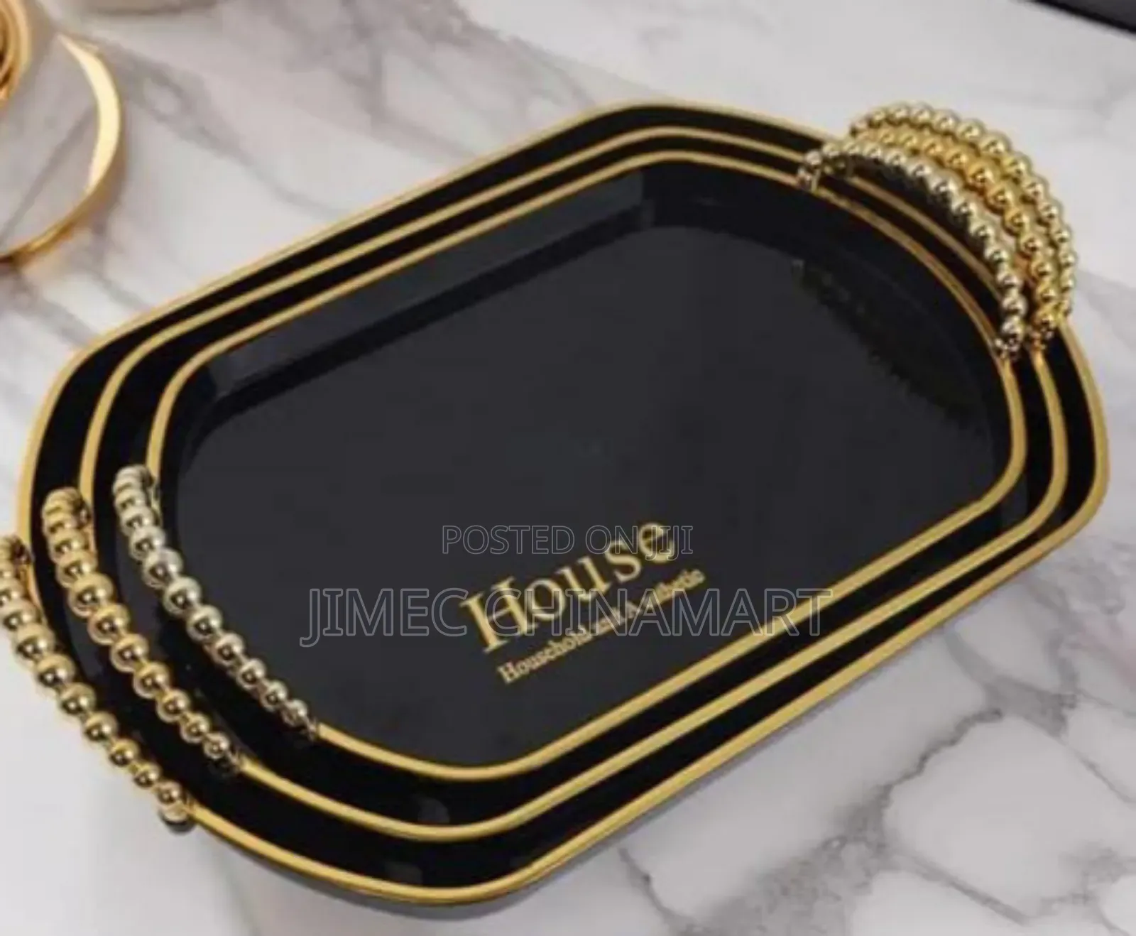Black 3pcs House Tray Acrylic Set