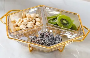Diamond Shaped Acrylic Dish on Metallic Golden Frame Nut