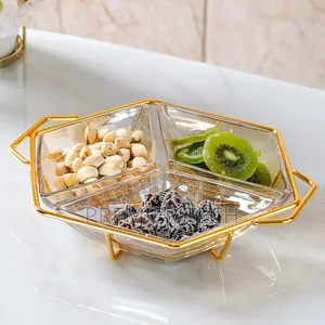 Diamond Shaped Acrylic Dish on Metallic Golden Frame