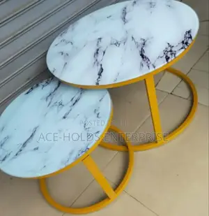 2 in 1 Marble Nesting Coffee Table (Glass Effect) - White