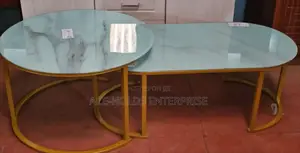 2 in 1 Marble Nesting Coffee Table (Glass Effect) - White