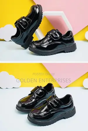 Bots Wet Look Kids School Shoes 27-32