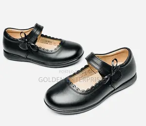 Girls Black School Shoes 26-38