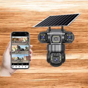 Plug and Play V380 Pro 12mp 4g PTZ Triple Lens Solar CCTV Camera