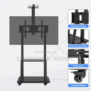 Jh-1800s Mobile Tv Cart Rolling Tv Stand With Wheels for Upto 120′′