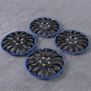 4pcs Black Wheel Caps 13" With Blue Ring