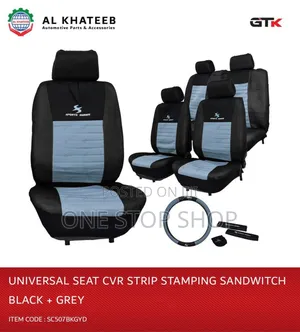 Grey Black Universal Stretch Material Sport Series Seat Cover