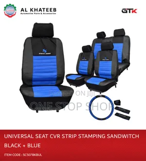 Blue Black 5 Seater Sport Series Fabric Car Seat Protector Seat Cover
