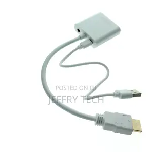Hdmi Type a Male 19-Pin to Vga Female 15-Pin Converter With 3.5mm Audi