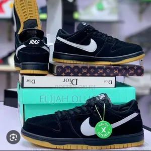 Nike Sb Dunk Low Pro in a Black, White, and Gum