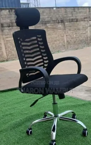 Secretarial Mesh Chair With Adjustable Headrest and Lumber Support