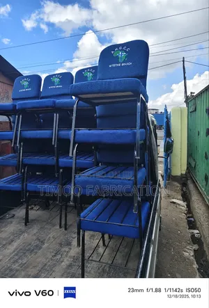 Church Chairs With Logo, Blue Colour