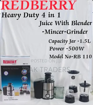 Redberry 500w 4in1 Juicer With Blender, Mincer and Grinder
