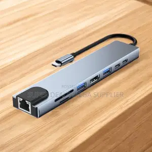 Durable 8-in-1 Usb Type- C Hub Dock With Rj45, Hdmi and Usb-C Ports