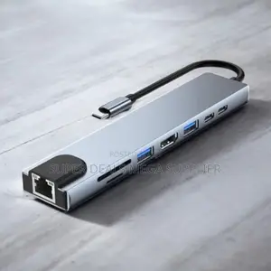Efficient 8-in-1 Usb C Hub Adapter With Ethernet, Hdmi and Pd Ports