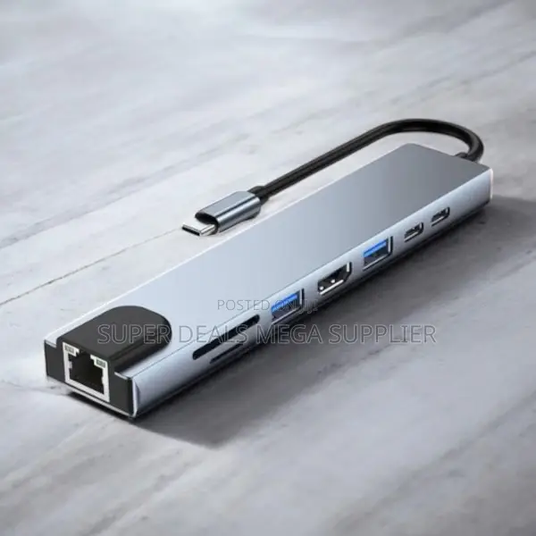 Efficient 8-in-1 Usb C Hub Adapter With Ethernet, Hdmi and Pd Ports