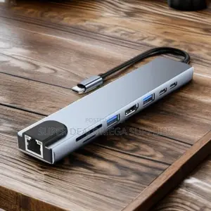 Plug and Play 8-in-1 Usb C Hub Dock With Rj45, Hdmi and Usb Ports