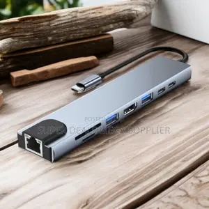 Premium 8-in-1 Usb Type C Hub Adapter With Fast 100m Ethernet and Hdmi