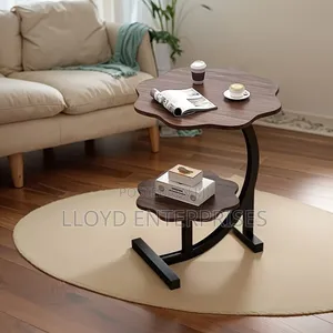 2 Layer Wavvy Table Wood and Metallic