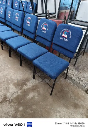 Church Seats With Logos and Bible Holder Place