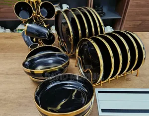 24pcs Ceramic Black Gold Dinner Set