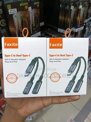 This Is a Faxite Type-C to Dual Type-C Aux Headset Adapter.