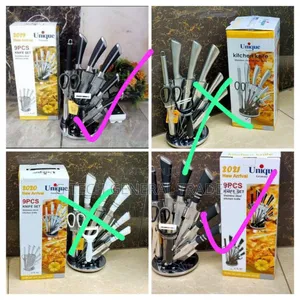 9pcs Heavy Duty Unique Knives Set With Black Handles
