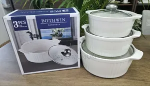 New 3pcs Set Ceramic Casserole Serving Dishes With Glass Cover