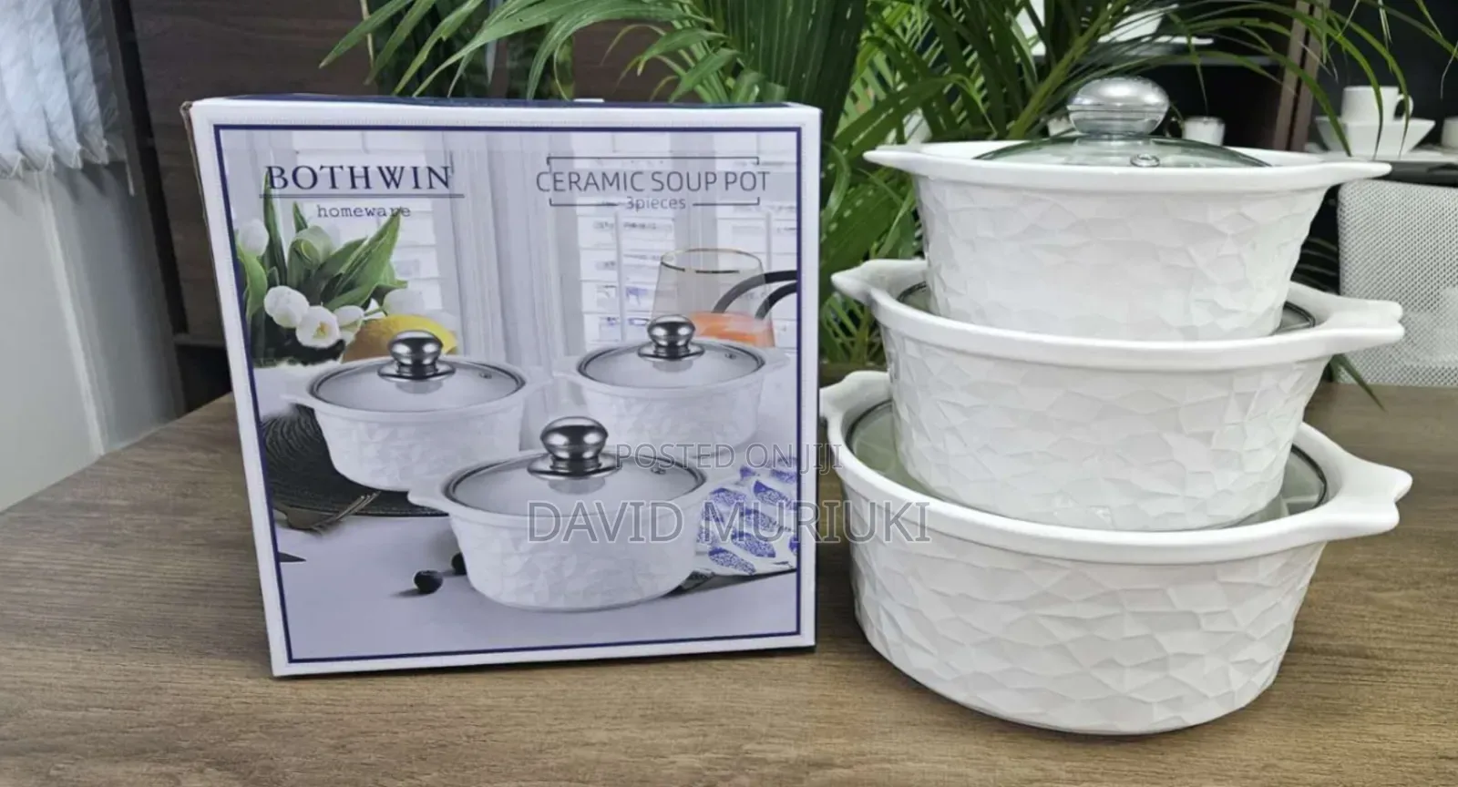 Modern 3pcs Set Ceramic Casserole Serving Dishes With Glass Cover