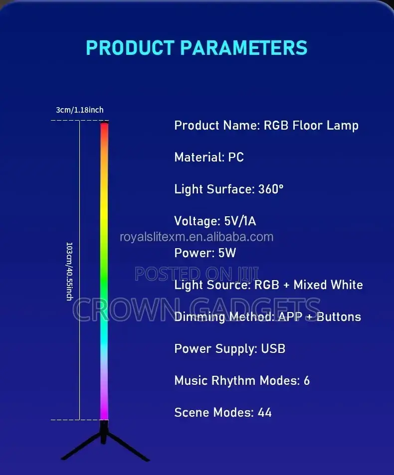 Modern Rgb Corner Floor Standing Lamp With App Control