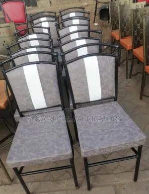 Simple Design With Black Metal Frame and Gray Faux Leather Upholstered