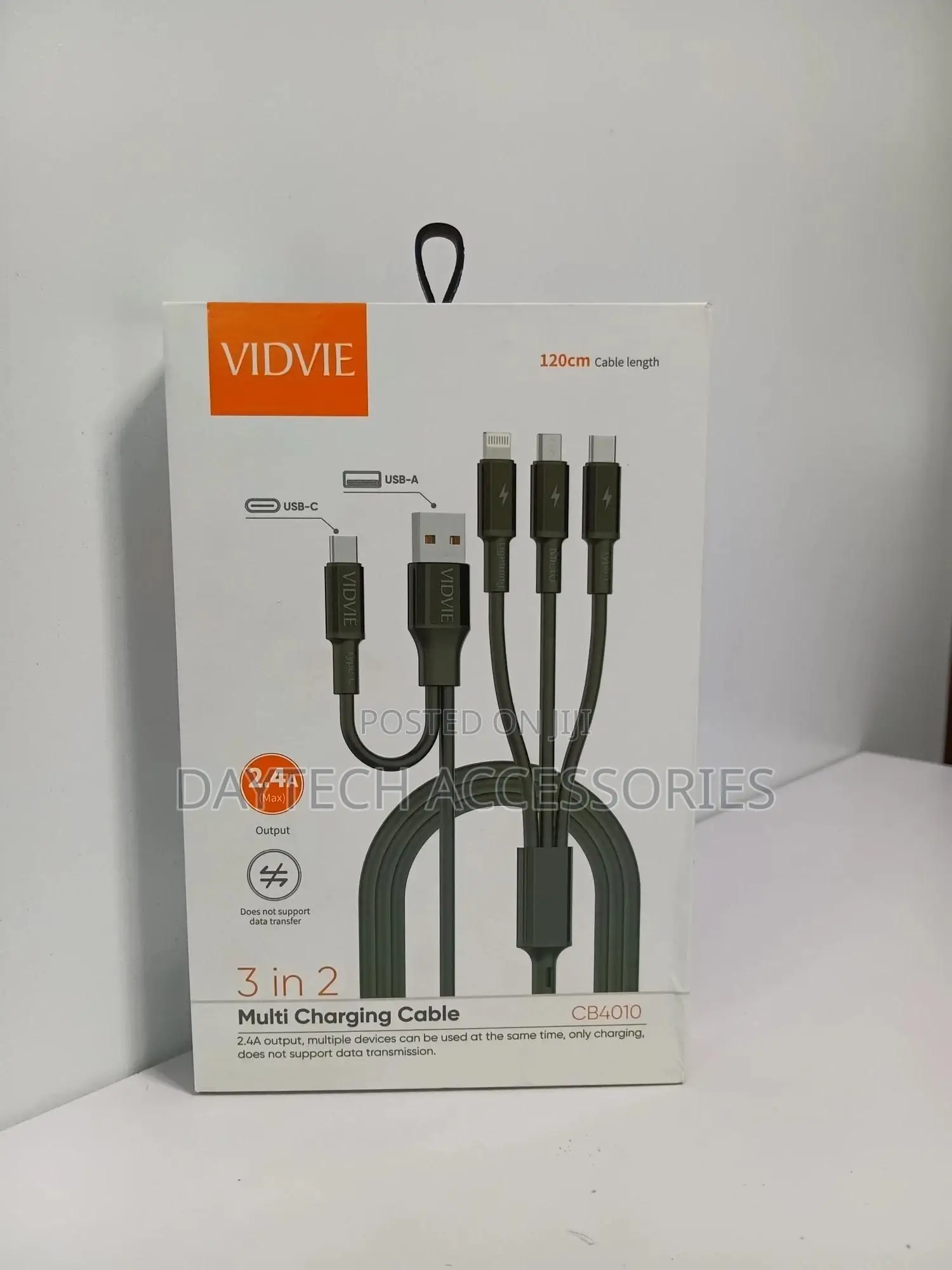 Vidvie 3 in 2 Multi Charging Cable 2.4a Fast Charger.