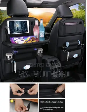 Single Piece Multifunctional Car Back Seat Storage Bag W/ Dinning Tray