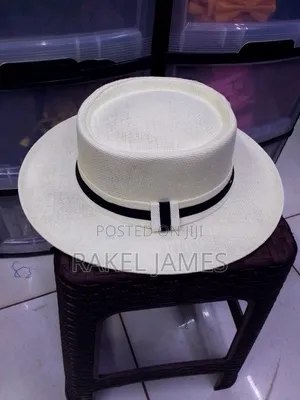 Cream Boater Hat.