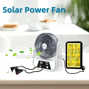 Solar Fan + Usb Rechargeable Desk Fans With Solar Panel With 2 Bulbs