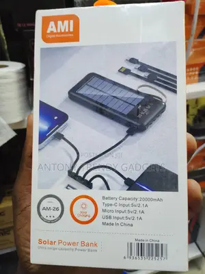 Ami Am-26 20000mah Solar Power Bank for Outdoor Charging