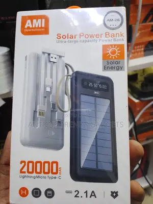 Ami Am-26 Solar Power Bank Dual Usb 20000mah Fast Charge