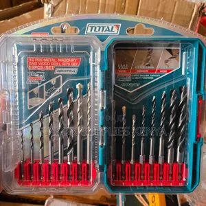 Drill Bits Total 16 Pc Metal, Masonry and Wood Drill Bits Set Assorted
