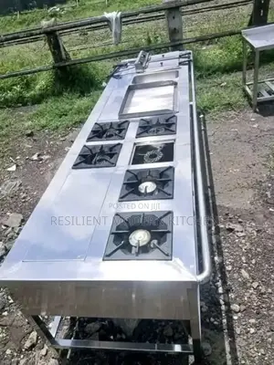Commercial Stainless Combined 6 Burner Gas Cooker Double Deep