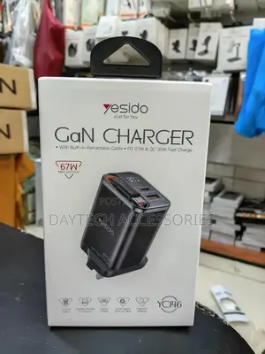 Yesido Yc146 67w Fast Charger With Telescopic Type-C Cable.